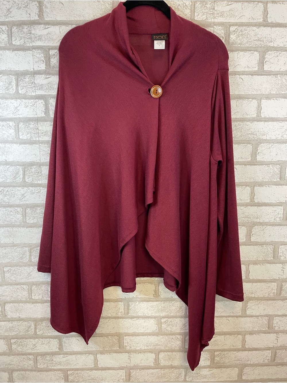 Mod Lusive Draped Open-Front Cape Cardigan Burgundy Size M